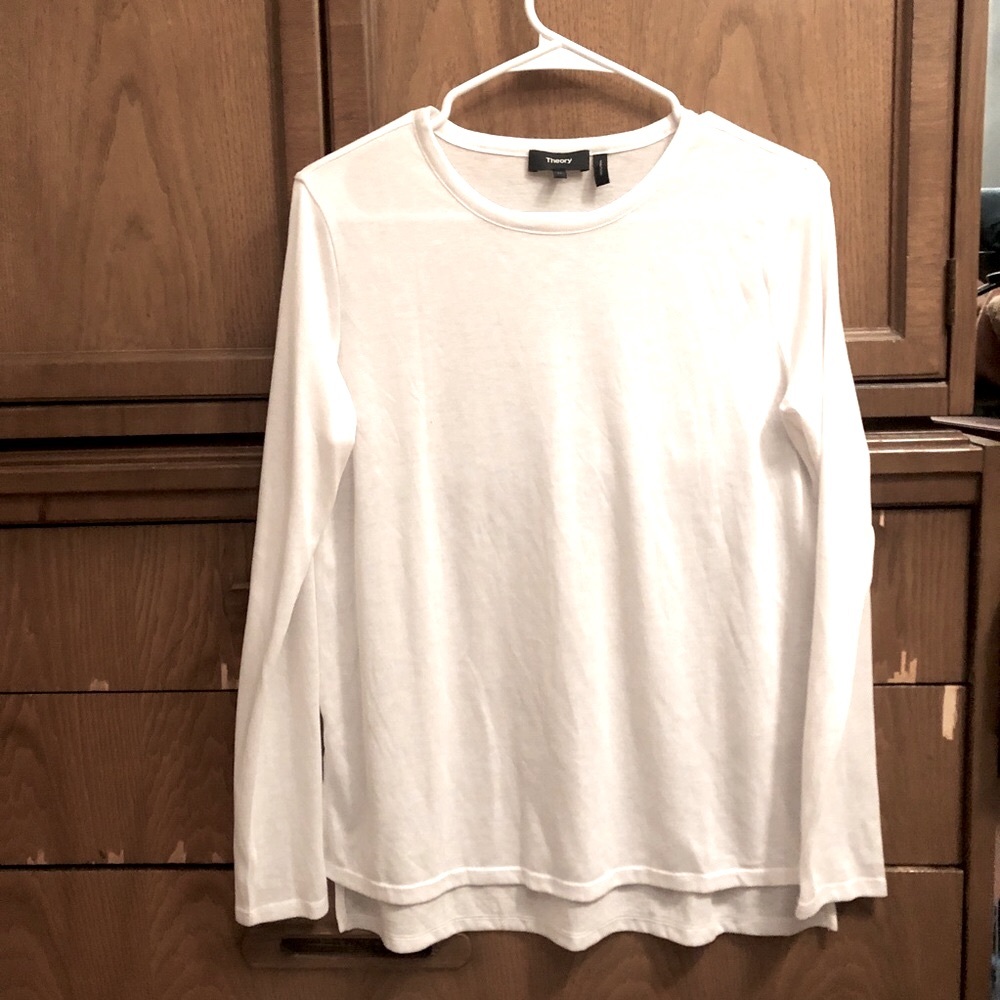 Theory longsleeve long sleeve tee white top Crewneck shirt white sz M